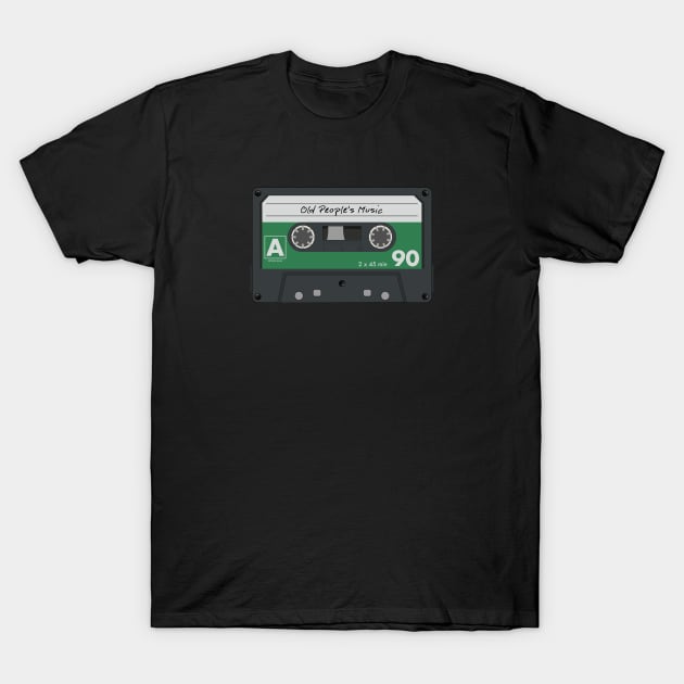Old People's Music: Retro Audio Cassette Tape (Green) T-Shirt by Petrol_Blue